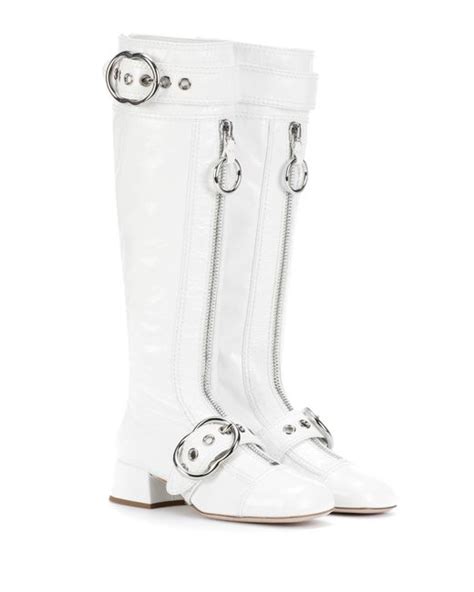 miu miu white patent boots|Patent leather boots Black/white .